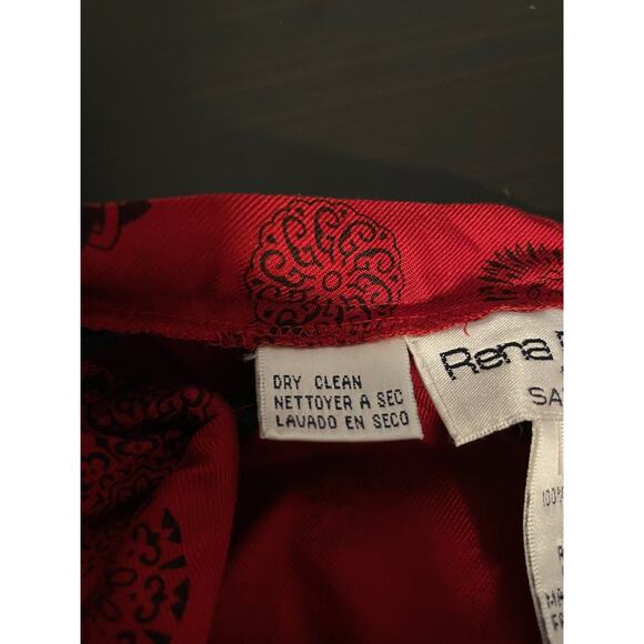 Rena Rowan Skirt Womens 12 Red Black Floral Print Rayon Maxi Boho Career Dressy - Picture 5 of 8